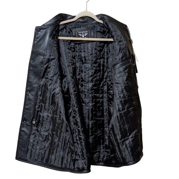 NWT Reportage R.G.A. Made In Italy Black Vintage Faux Leather Jacket Men's Large - Picture 8 of 10